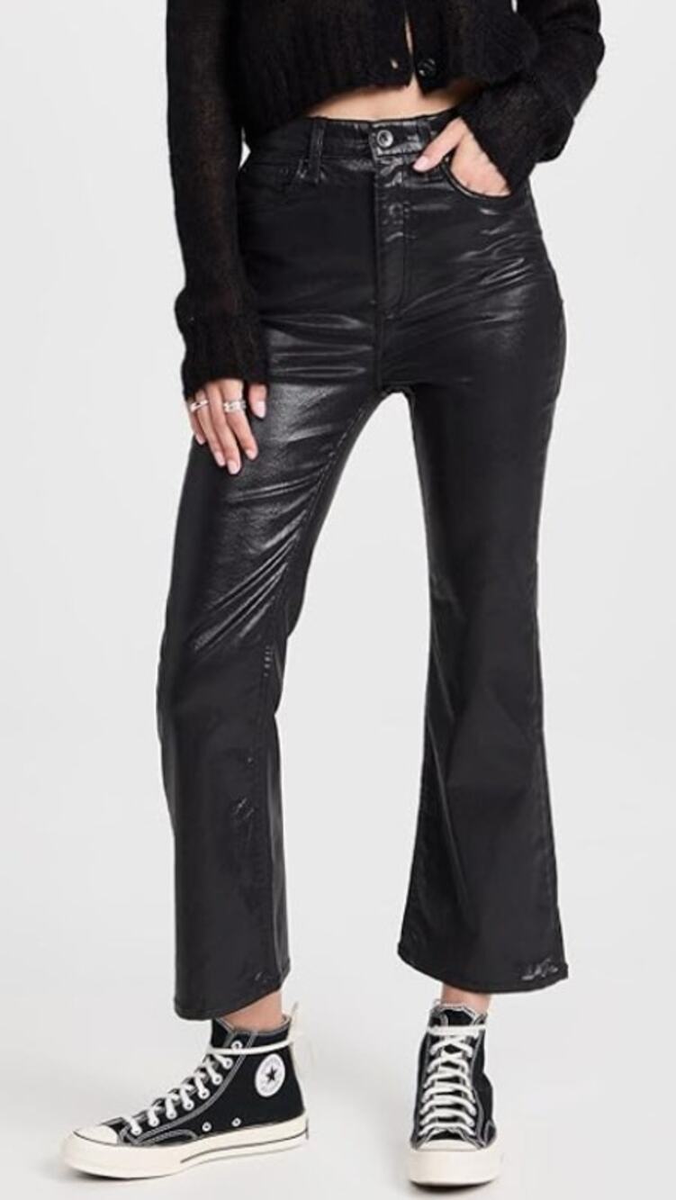 RAG & BONE Womens Casey Ankle Jeans Size 33 US 16 Coated Black Flare NWT